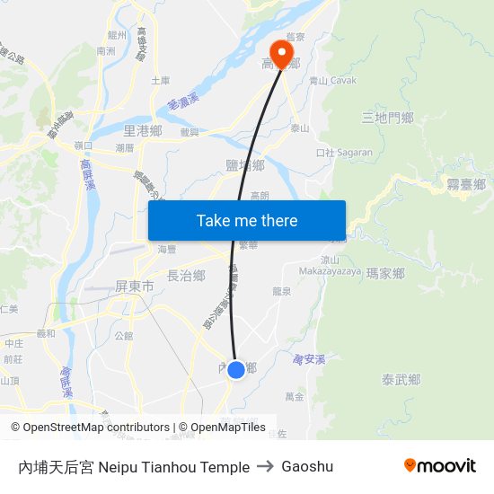 內埔天后宮 Neipu Tianhou Temple to Gaoshu map