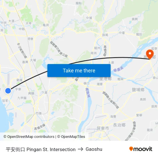 平安街口 Pingan St. Intersection to Gaoshu map