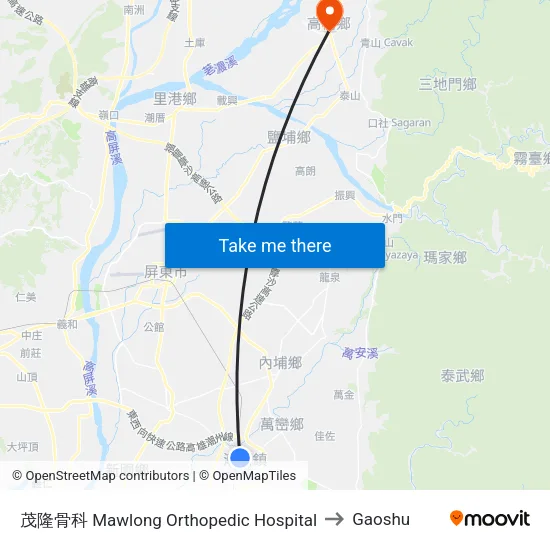 茂隆骨科 Mawlong Orthopedic Hospital to Gaoshu map