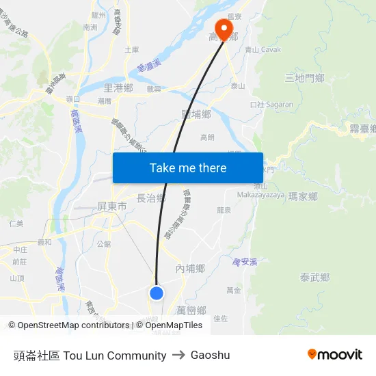 頭崙社區 Tou Lun Community to Gaoshu map