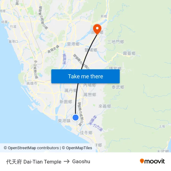 代天府 Dai-Tian Temple to Gaoshu map