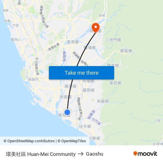 環美社區 Huan-Mei Community to Gaoshu map