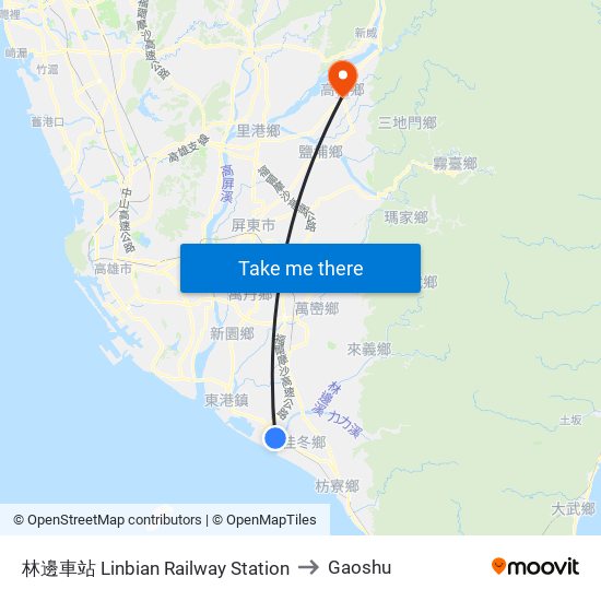 林邊車站 Linbian  Railway Station to Gaoshu map