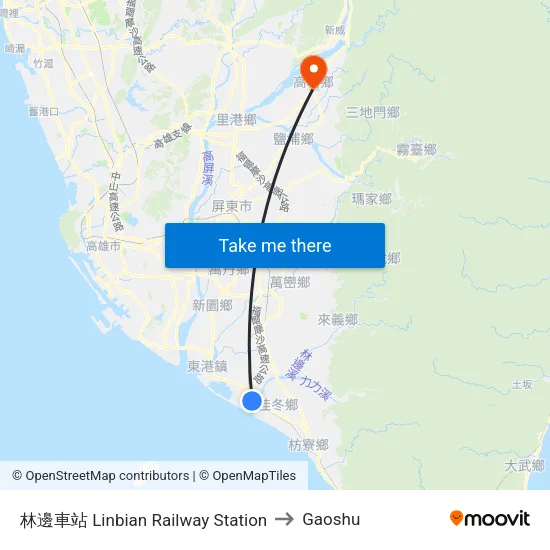 林邊車站 Linbian Railway Station to Gaoshu map