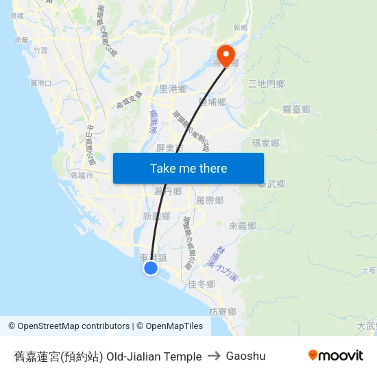 舊嘉蓮宮(預約站) Old-Jialian Temple to Gaoshu map