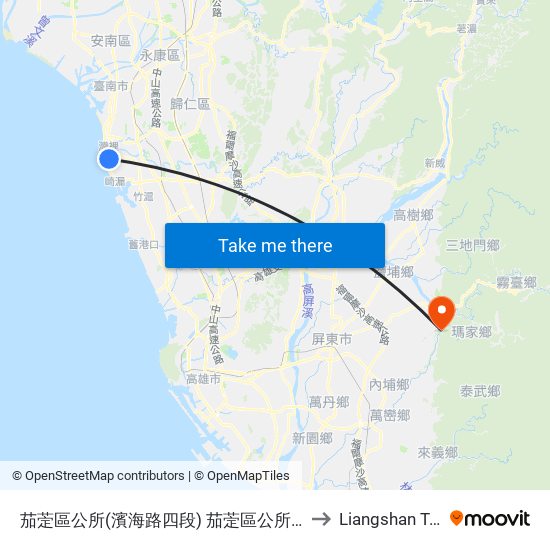 茄萣區公所(濱海路四段) 茄萣區公所(濱海路四段) to Liangshan Taiwan map