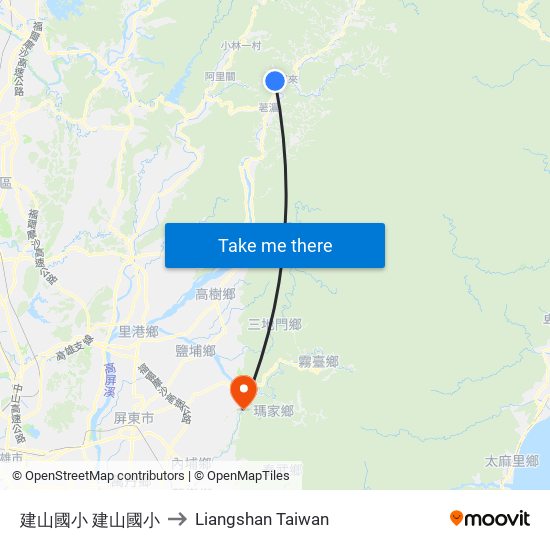 建山國小 建山國小 to Liangshan Taiwan map