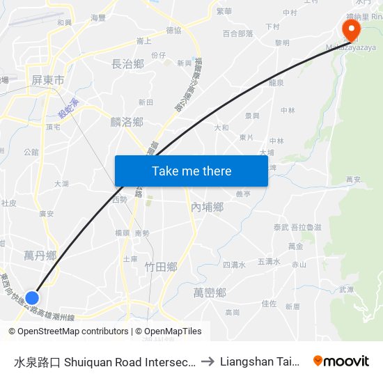 水泉路口 Shuiquan Road Intersection to Liangshan Taiwan map