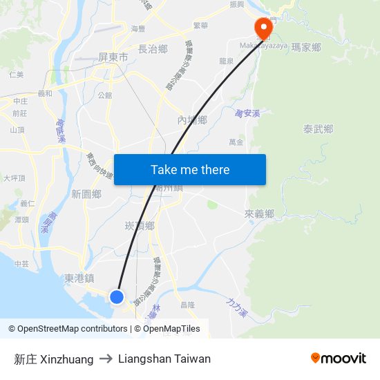 新庄 Xinzhuang to Liangshan Taiwan map