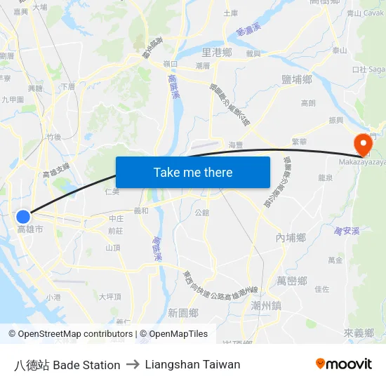 八德站 Bade Station to Liangshan Taiwan map