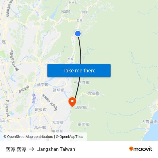 舊潭 舊潭 to Liangshan Taiwan map