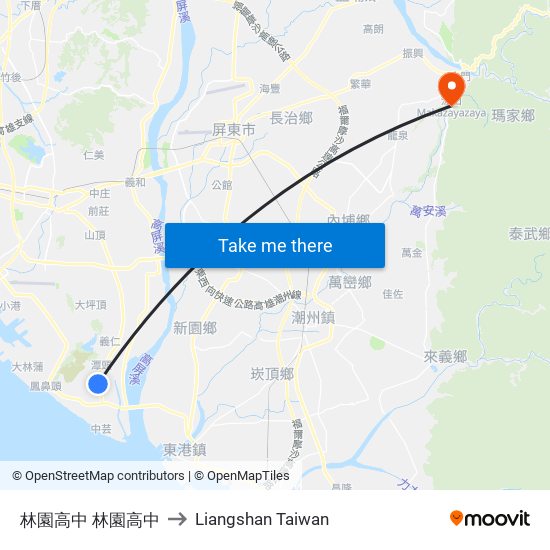 林園高中 林園高中 to Liangshan Taiwan map