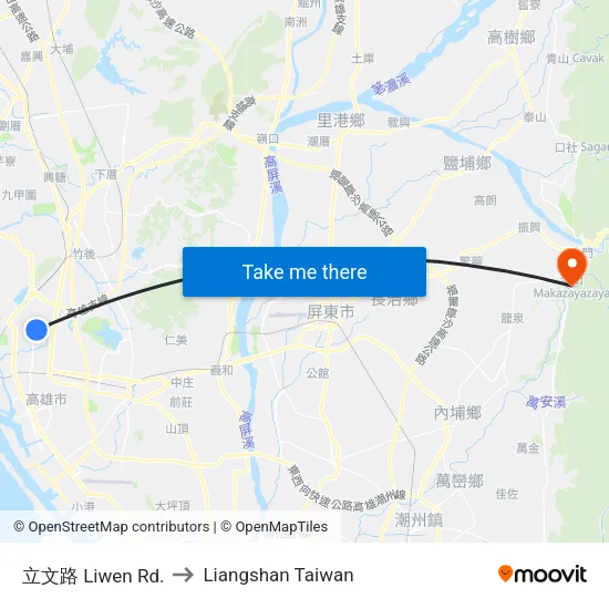 立文路 Liwen Rd. to Liangshan Taiwan map