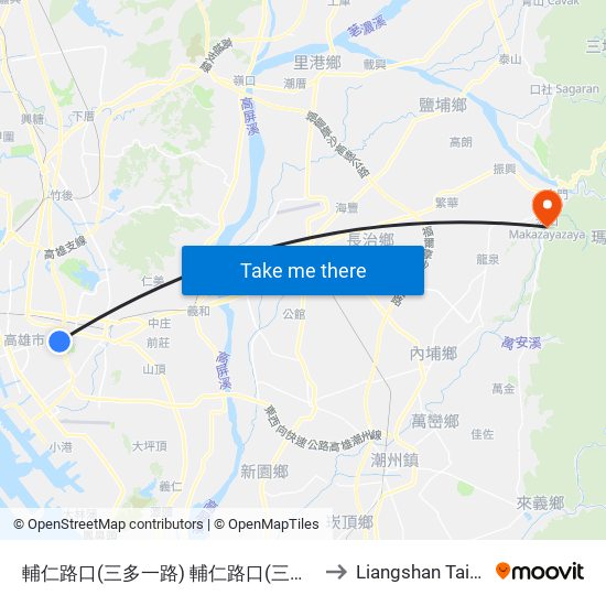 輔仁路口(三多一路) 輔仁路口(三多一路) to Liangshan Taiwan map