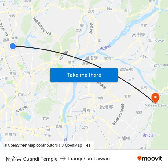 關帝宮 Guandi Temple to Liangshan Taiwan map