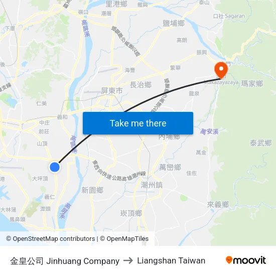 金皇公司 Jinhuang Company to Liangshan Taiwan map