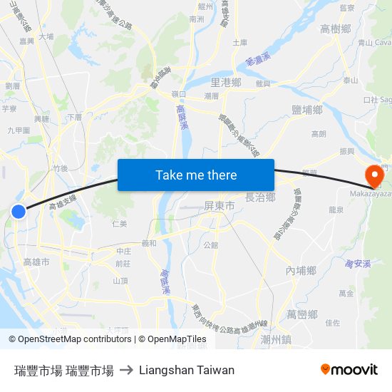 瑞豐市場 瑞豐市場 to Liangshan Taiwan map