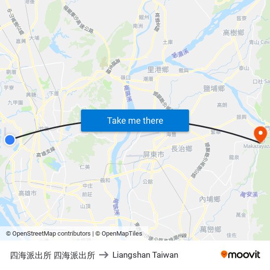 四海派出所 四海派出所 to Liangshan Taiwan map