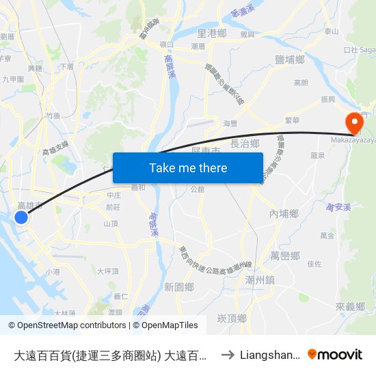 大遠百百貨(捷運三多商圈站) 大遠百百貨(捷運三多商圈站) to Liangshan Taiwan map