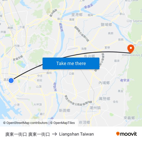 廣東一街口 廣東一街口 to Liangshan Taiwan map