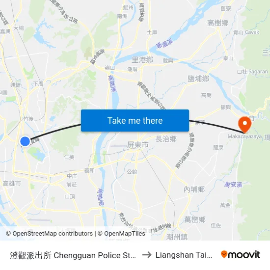 澄觀派出所 Chengguan Police Station to Liangshan Taiwan map