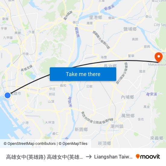 高雄女中(英雄路) 高雄女中(英雄路) to Liangshan Taiwan map