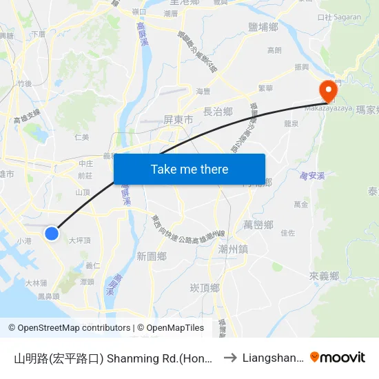 山明路(宏平路口) Shanming Rd.(Hongping Rd. Intersection) to Liangshan Taiwan map