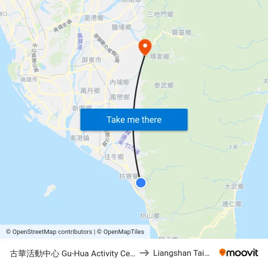 古華活動中心 Gu-Hua Activity Center to Liangshan Taiwan map