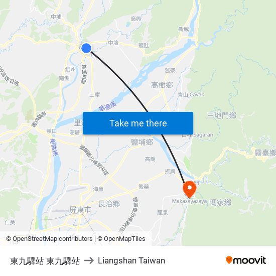 東九驛站 東九驛站 to Liangshan Taiwan map