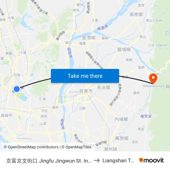 京富京文街口 Jingfu Jingwun St. Intersection to Liangshan Taiwan map