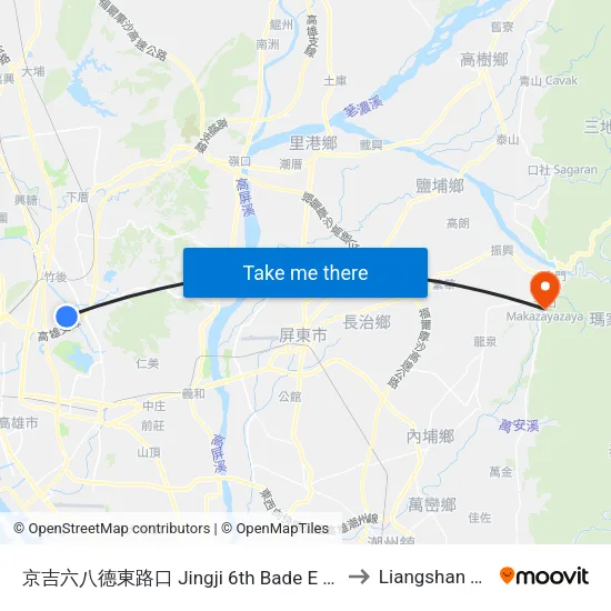 京吉六八德東路口 Jingji 6th Bade E Rd.Intersection to Liangshan Taiwan map