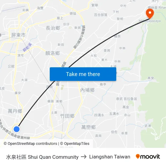 水泉社區 Shui Quan Community to Liangshan Taiwan map