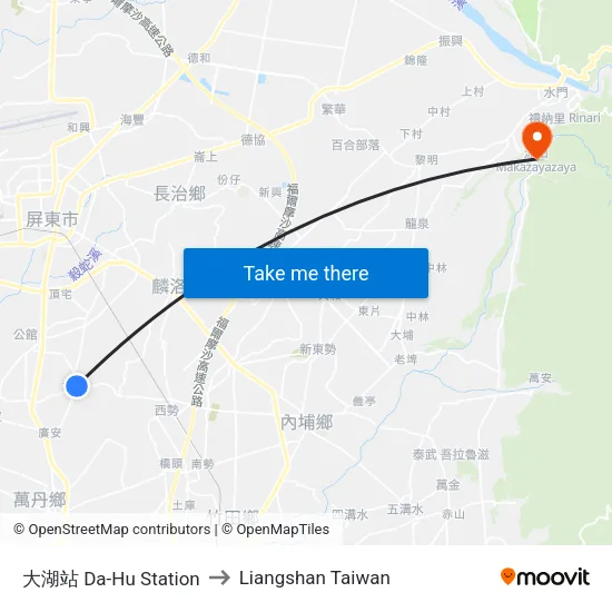 大湖站 Da-Hu Station to Liangshan Taiwan map