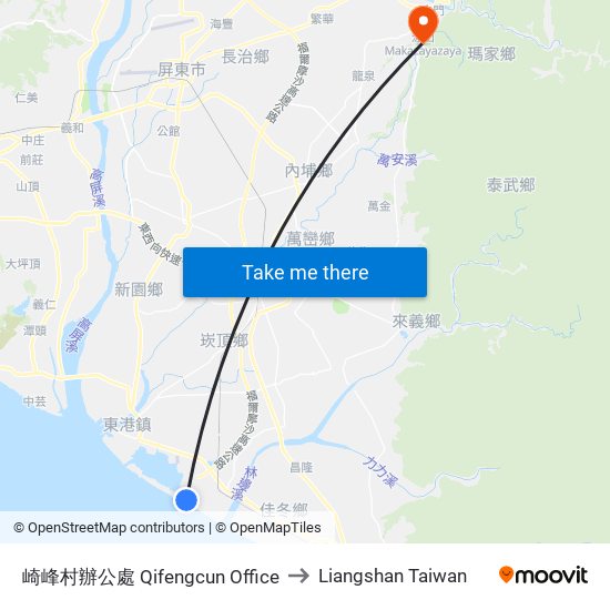 崎峰村辦公處 Qifengcun  Office to Liangshan Taiwan map