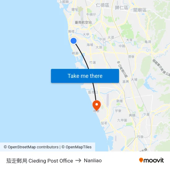 茄萣郵局 Cieding Post Office to Nanliao map