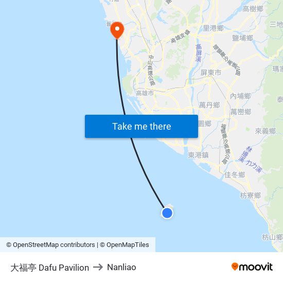 大福亭 Dafu Pavilion to Nanliao map