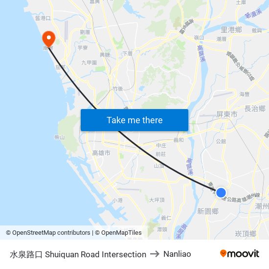 水泉路口 Shuiquan Road Intersection to Nanliao map