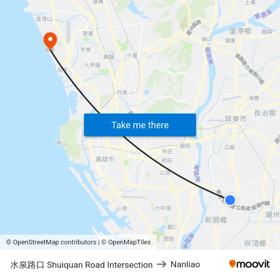 Shuiquan Road Intersection to Nanliao map