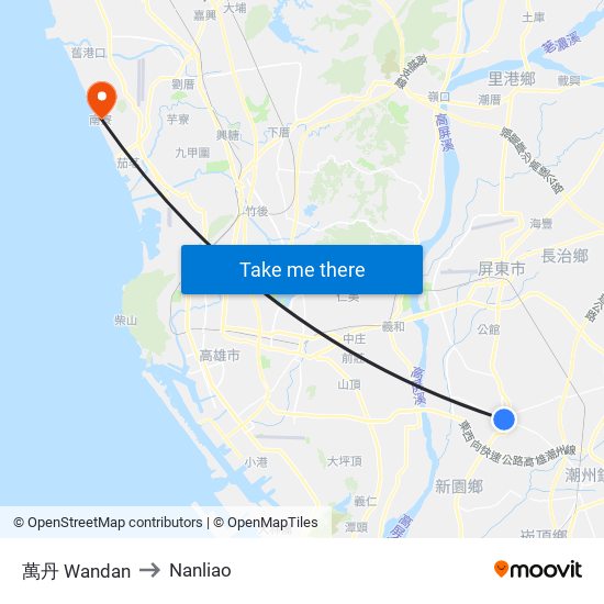 萬丹 Wandan to Nanliao map