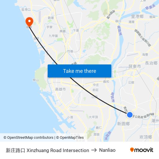 新庄路口 Xinzhuang Road Intersection to Nanliao map