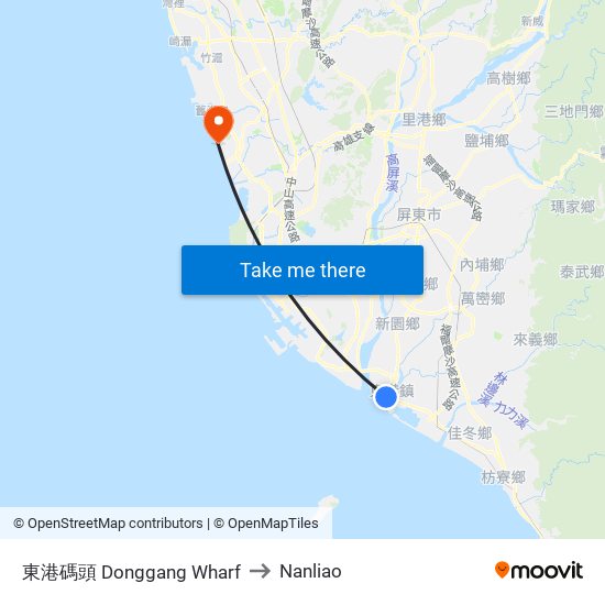 東港碼頭 Donggang Wharf to Nanliao map