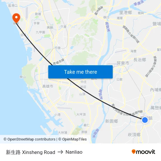 新生路 Xinsheng Road to Nanliao map