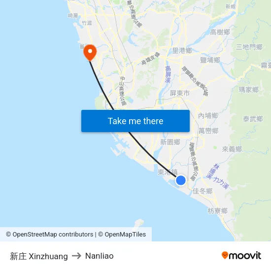 新庄 Xinzhuang to Nanliao map