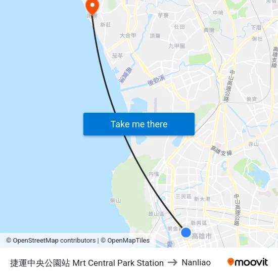 捷運中央公園站 Mrt Central Park Station to Nanliao map
