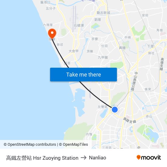 高鐵左營站 Hsr Zuoying Station to Nanliao map