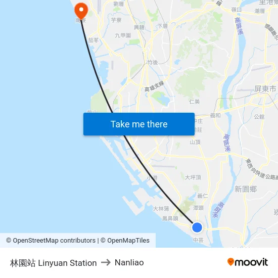 林園站 Linyuan Station to Nanliao map