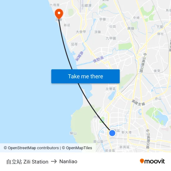 自立站 Zili Station to Nanliao map