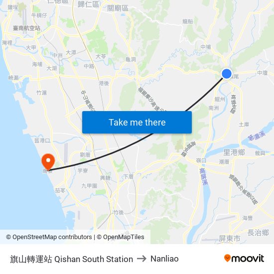 旗山轉運站 Qishan South Station to Nanliao map