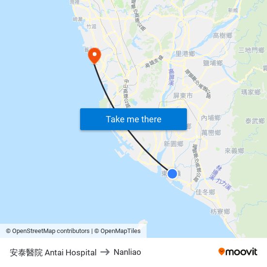 安泰醫院 Antai Hospital to Nanliao map