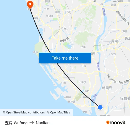 五房 Wufang to Nanliao map